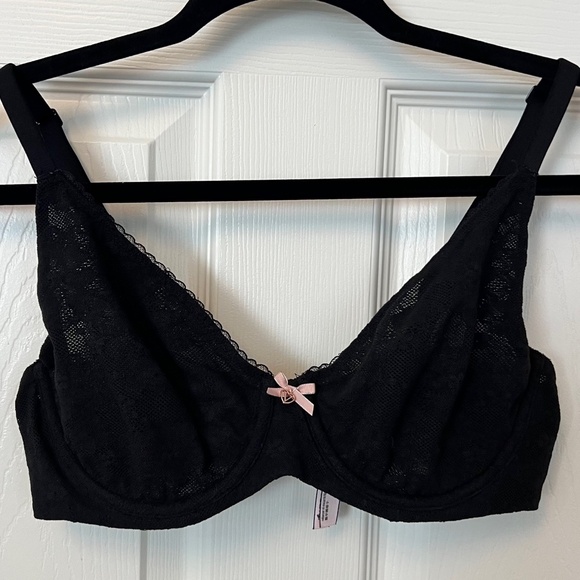 Victorias Secret Body by Victoria Black Lace Unlined Convertable Demi Bra 36C - Picture 1 of 7